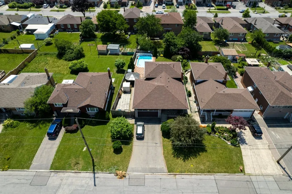 Aerial drone photo of a large modern estate property
